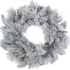 20" Flocked Vermont Wreath With Starry Color-Changing Battery-Operated Lights