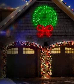 Twinkling Green LED Wreath Sculpture With Red Bow -Outdoor Garden Living 997492 6