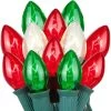 Set Of 25 Transparent C7 Glass Bulbs - Red, Green & Clear -Outdoor Garden Living 997813 2