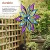 Purple And Aqua Floral Windmill Stake With Gems Kinetic Spinner -Outdoor Garden Living 998155 4