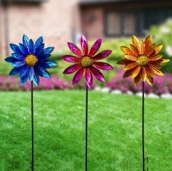 Floral Wind Spinner Garden Stakes