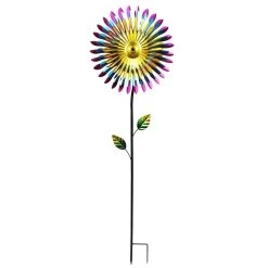 Metal Daisy Wind Spinner Stake -Outdoor Garden Living 998173 7