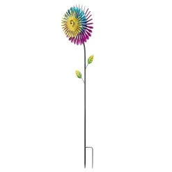 Metal Daisy Wind Spinner Stake -Outdoor Garden Living 998173 9