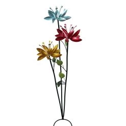 Blossoming Lily Floral Trio Spinner Metal Garden Stake 19 Blossoming Lily Floral Trio Spinner Metal Garden Stake -Outdoor Garden Living 998180 2