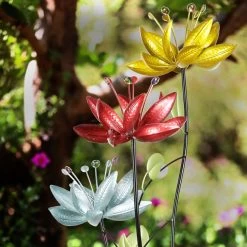 Blossoming Lily Floral Trio Spinner Metal Garden Stake 17 Blossoming Lily Floral Trio Spinner Metal Garden Stake -Outdoor Garden Living 998180 6