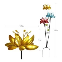 Blossoming Lily Floral Trio Spinner Metal Garden Stake 18 Blossoming Lily Floral Trio Spinner Metal Garden Stake -Outdoor Garden Living 998180 7
