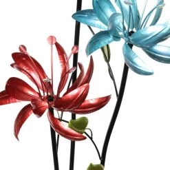Blossoming Lily Floral Trio Spinner Metal Garden Stake 14 Blossoming Lily Floral Trio Spinner Metal Garden Stake -Outdoor Garden Living 998180 8