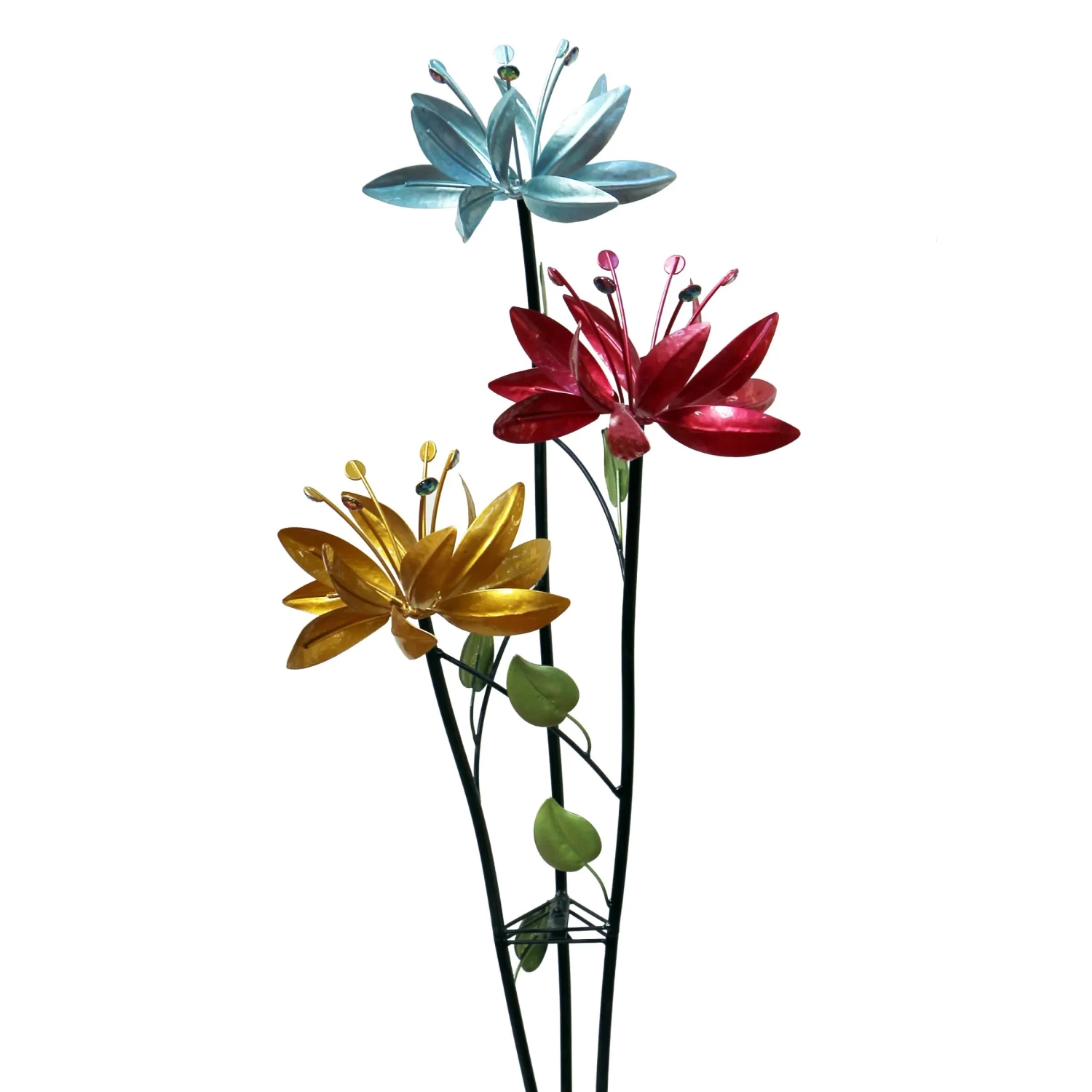 Blossoming Lily Floral Trio Spinner Metal Garden Stake 4 Blossoming Lily Floral Trio Spinner Metal Garden Stake - Image 2