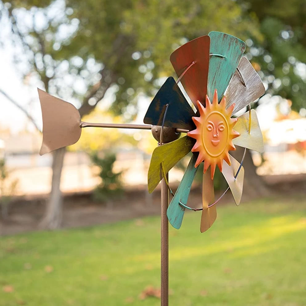 Sun Face Multi-Colored Windmill Stake 3 Sun Face Multi-Colored Windmill Stake