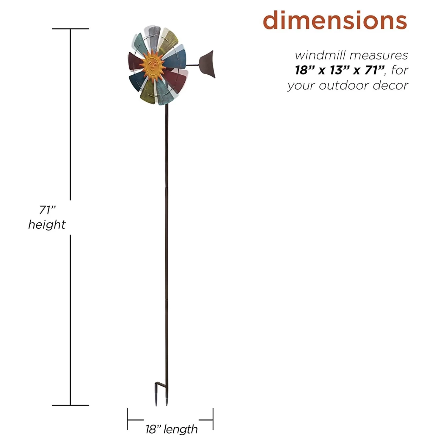 Sun Face Multi-Colored Windmill Stake 8 Sun Face Multi-Colored Windmill Stake - Image 6