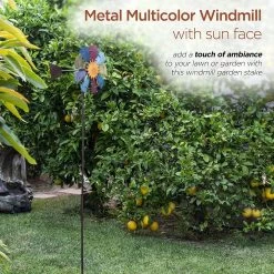 Sun Face Multi-Colored Windmill Stake 16 Sun Face Multi-Colored Windmill Stake -Outdoor Garden Living 998182 4