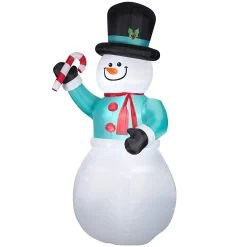 12' Snowman With Candy Cane Gemmy® Inflatable
