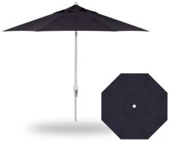 9' Auto Tilt Market White Frame Navy Canopy Umbrella Thin Pole