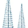 Set Of 2 Wire Cone Trees With Blue Twinkling LED Lights -Outdoor Garden Living Blue Cone 3