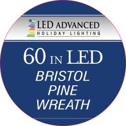60" Bristol Pine Twinkling Pre-Lit LED Wreath -Outdoor Garden Living BristolWW