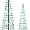 Set Of 2 Wire Cone Trees With Green Twinkling LED Lights -Outdoor Garden Living Green Cone 4