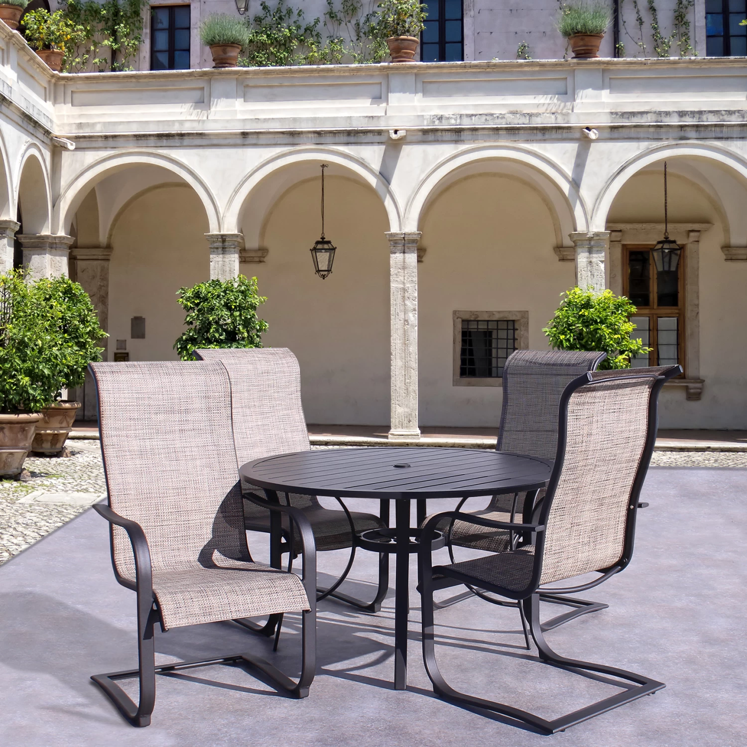 Dublin Brown Sling Spring Patio Dining Sets 5 Dublin Brown Sling Spring Patio Dining Sets - Image 3