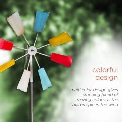 Multi-Colored Metal Windmill Spinner Stake Yard Decoration -Outdoor Garden Living KIY102MC ATFI 02