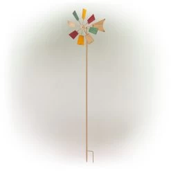 Multi-Colored Metal Windmill Spinner Stake Yard Decoration -Outdoor Garden Living KIY102MC Silo 01