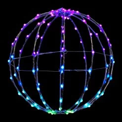 3D Foldable LED Sphere Ornament -Outdoor Garden Living LED 12SPH SRGBBLK