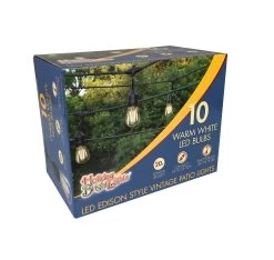 Set Of 10 Warm White LED Edison Patio Lights -Outdoor Garden Living LED VIN10 WW PACKAGING
