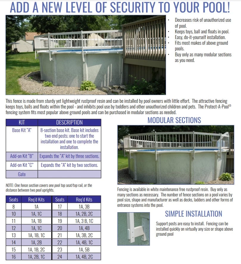 Protect-a-Pool® Above Ground Safety Fence Kits A, B, C 4 Protect-a-Pool® Above Ground Safety Fence Kits A, B, C - Image 2