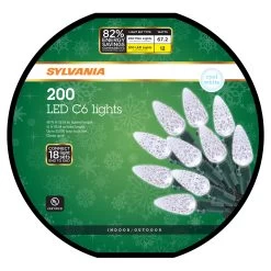 Set Of 200 LED C6 Christmas Lights On A Reel From Sylvania 12 Set Of 200 LED C6 Christmas Lights On A Reel From Sylvania -Outdoor Garden Living V47940 front