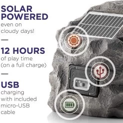 Solar Powered Bluetooth Enabled Waterproof Rock Speaker -Outdoor Garden Living cc89e20c4148bda9b2ab9f863bf54335
