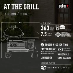 Weber Performer Deluxe 22" Crimson Charcoal Grill -Outdoor Garden Living cf2b28b3a86841406a3cb9519fd686dc