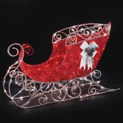 43" Crystal Splendor Red Sleigh Lighted Sculpture
