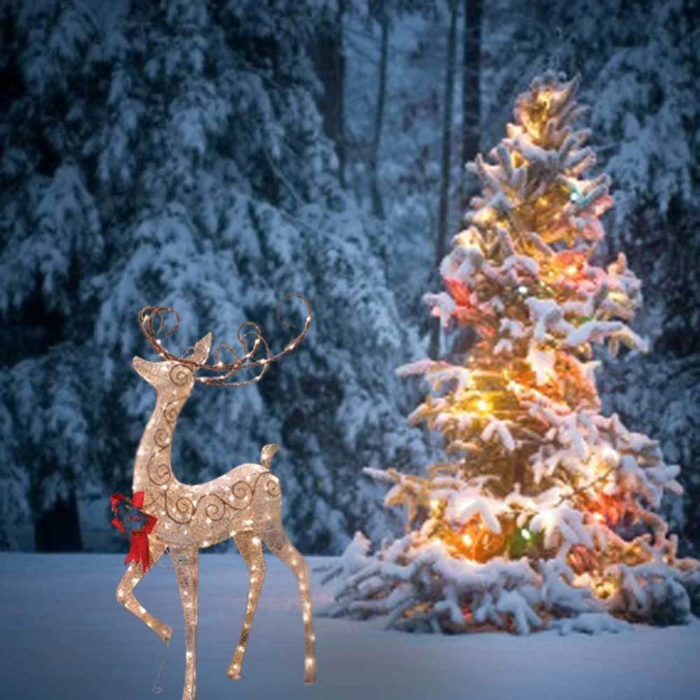 60" Crystal Splendor Buck With Bow Lighted Sculpture 4 60" Crystal Splendor Buck With Bow Lighted Sculpture - Image 2