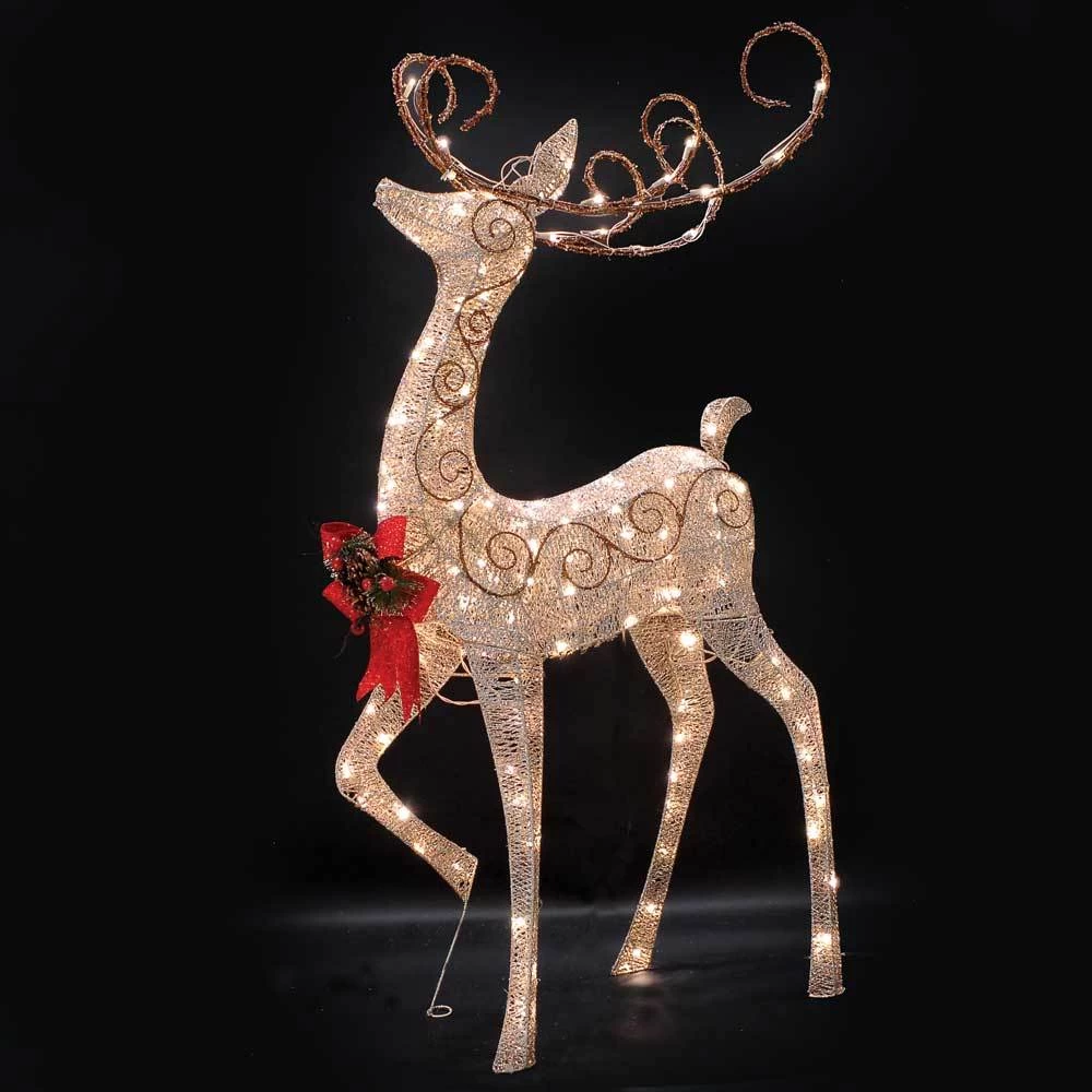 60" Crystal Splendor Buck With Bow Lighted Sculpture 3 60" Crystal Splendor Buck With Bow Lighted Sculpture
