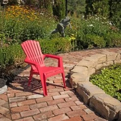 Kids Resin Stacking Adirondack Chairs -Outdoor Garden Living d0461c5fdd1f7b559161c9e5e903035b