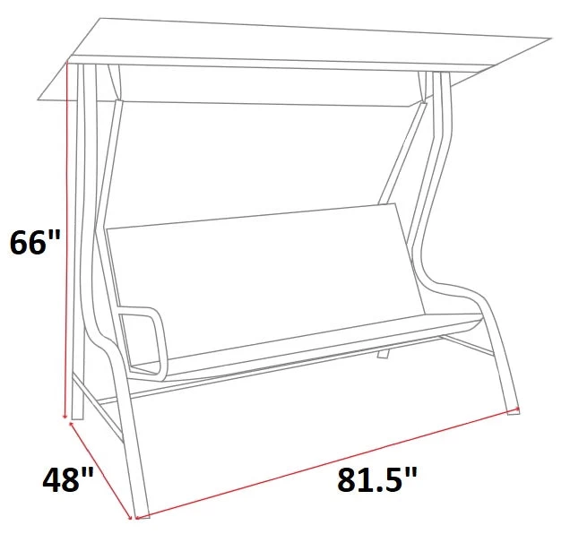 Black Outdoor Patio Porch Swing With Included Shade Awning & Comfort Padded Seating For Three People 4 Black Outdoor Patio Porch Swing With Included Shade Awning & Comfort Padded Seating For Three People - Image 2